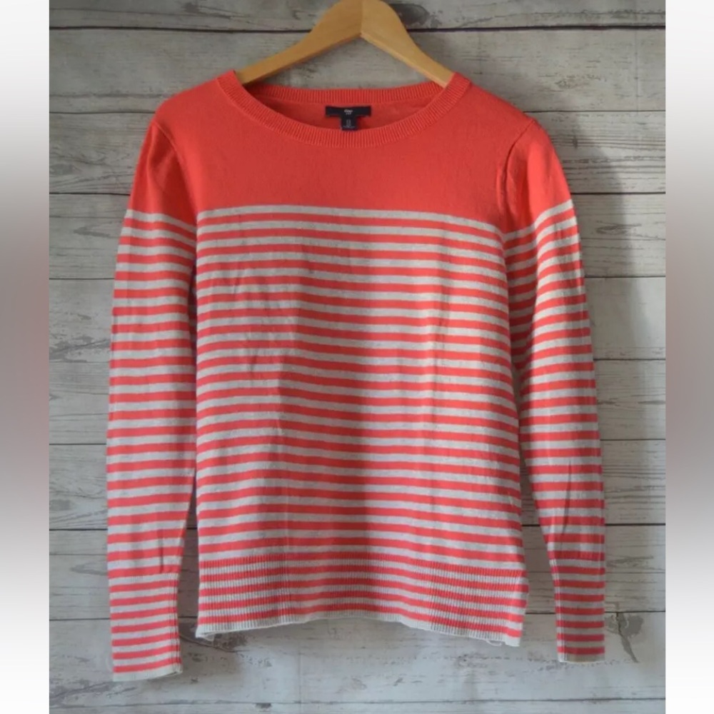 Gap Women’s Sz Small Spring Coral Striped Shirt Sweater Top